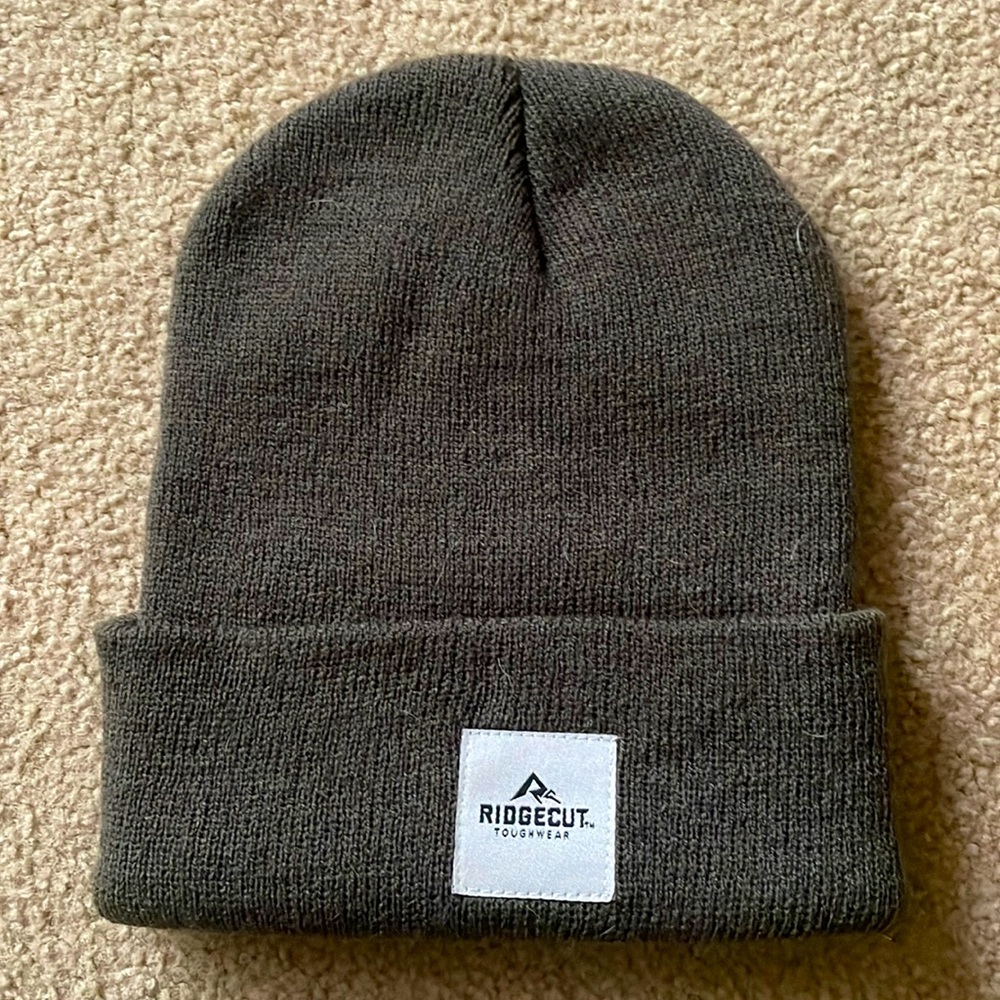 Ridge cut olive/army green beanie hat